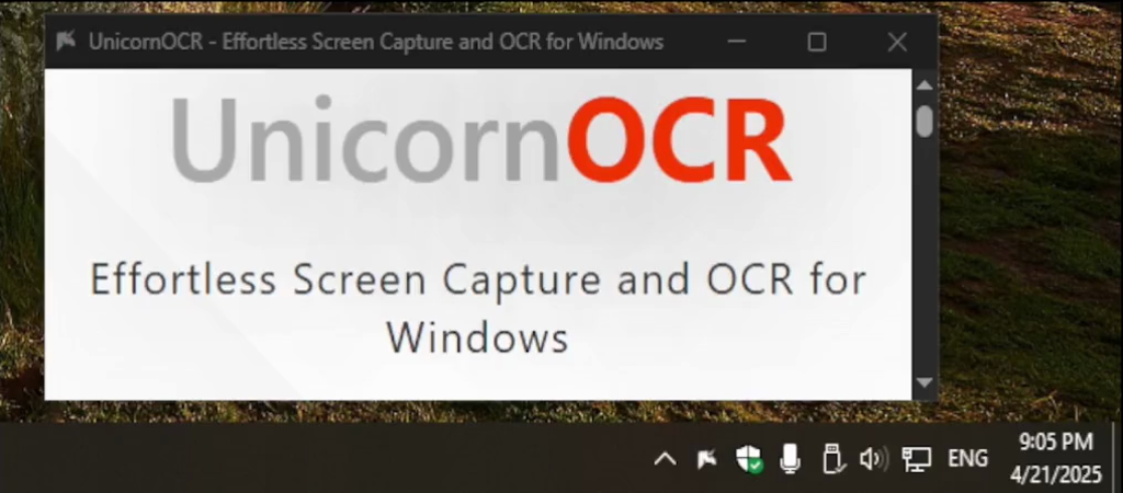 Left-click capture example using UnicornOCR
